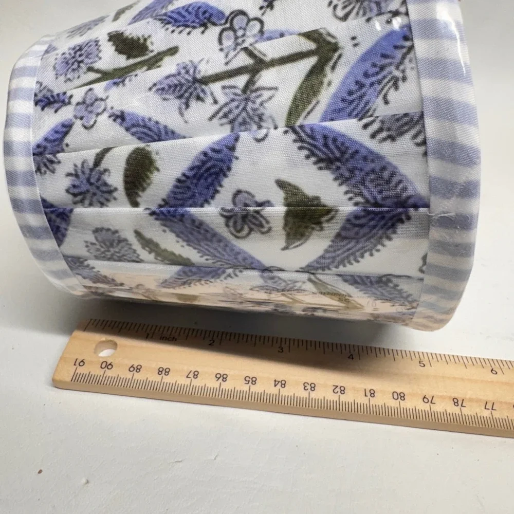 Ridhi Floral Pleated Lampshades Set of‎ 2 Blue White Grandmillennial Coastal